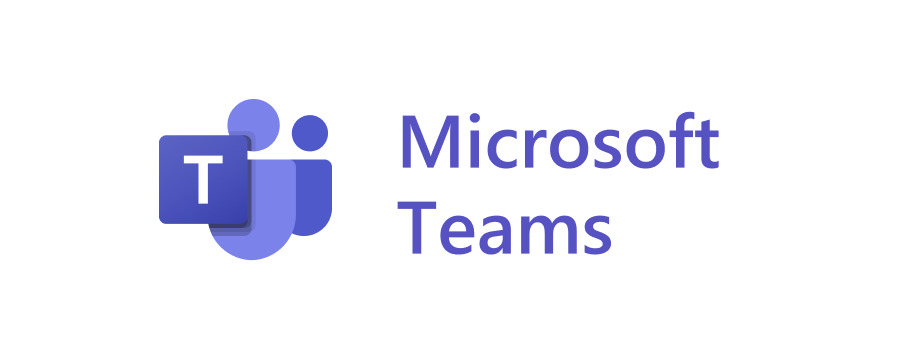 Microsoft Teams logo with a stylized 'T' and people icons in purple next to the text 'Microsoft Teams'.